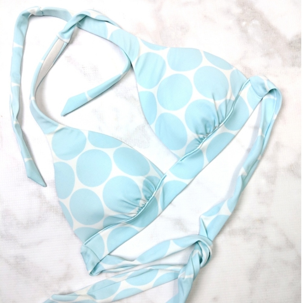 Victoria's Secret White Bikini Top w/ Blue Dots